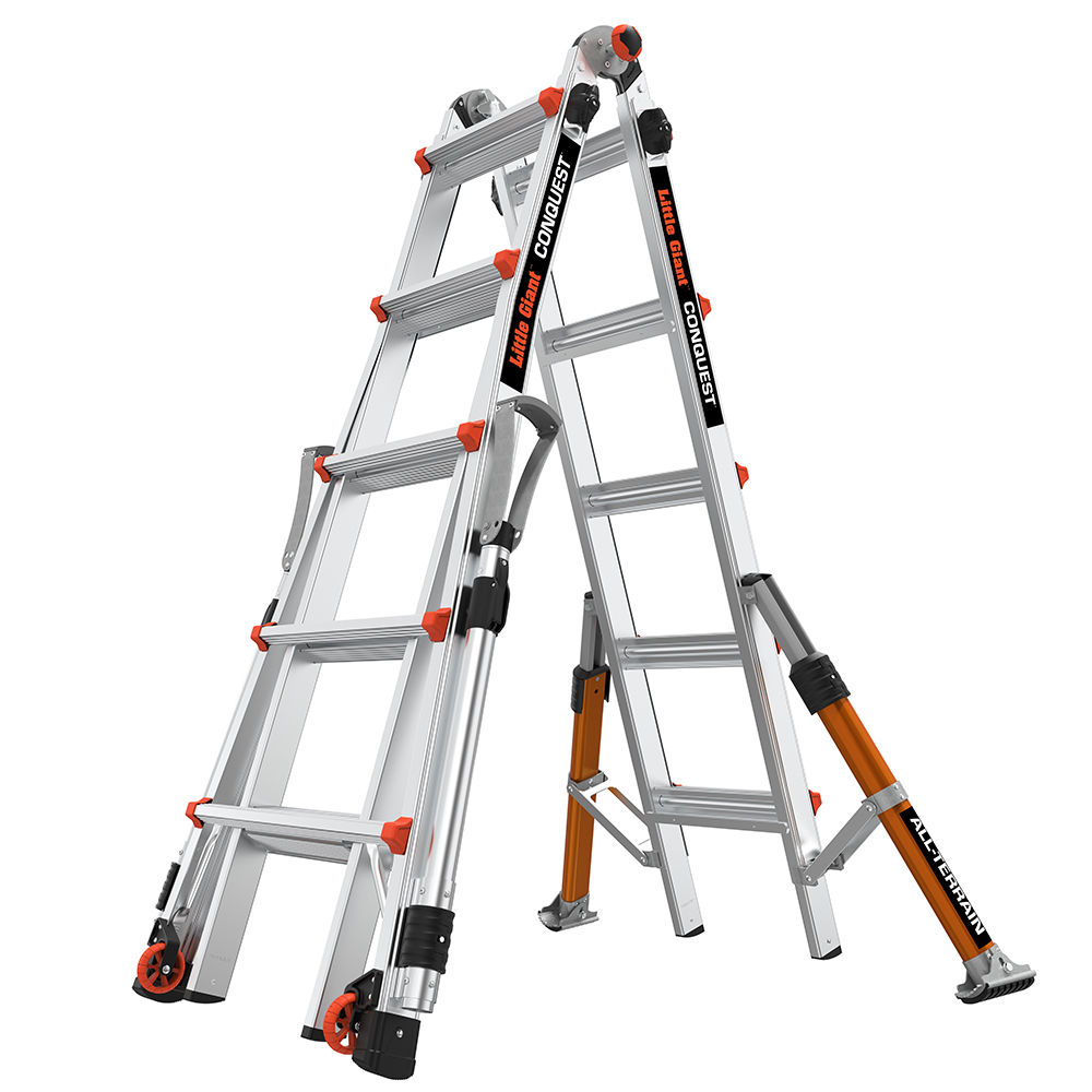 Little Giant 5 Rung Conquest All Terrain Pro Multi-Purpose Ladder ...