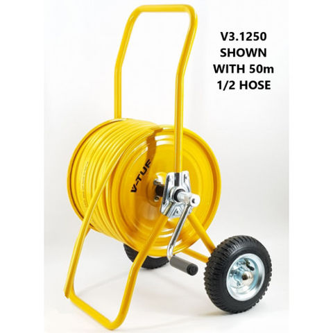 V-TUF Manual Wind - Hose Reel Trolley with 50m 1/2" WASHFLEX PRO Water Supply Hose