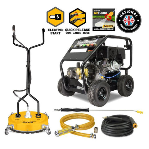 Image of V-TUF V-TUF TORRENT3RGB Industrial 15HP Gearbox Driven Petrol Pressure Washer Kit - 4000psi (275.7Bar) - Electric Key Start - 19" SURFACE CLEANER