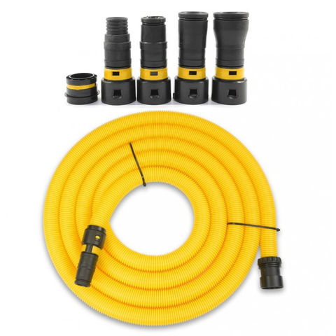 Image of V-TUF V-TUF 5m Yellow Ø32mm Vacuum Cleaner Hose with 4 piece Power Tool Adaptor (with Air Flow Control)