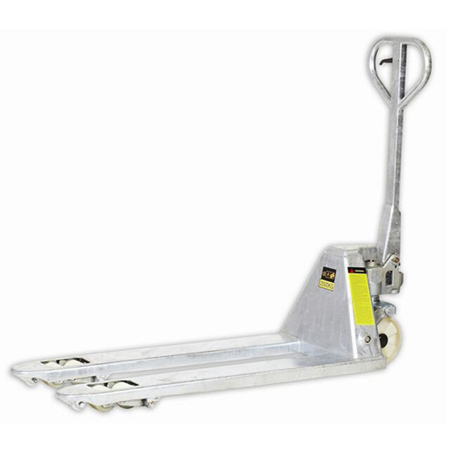 View Eco Warrior Wrz20hl115tnn 2000kg Galvanised Semi Stainless Steel Pallet Truck Wide Tandem Nylon 1150x685mm