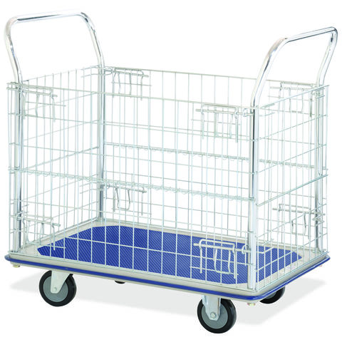 Photo of Barton Storage Barton Storage 938-400682 Platform Trolley With Chrome Plated Mesh Sides -1000 X 485 X 845mm-