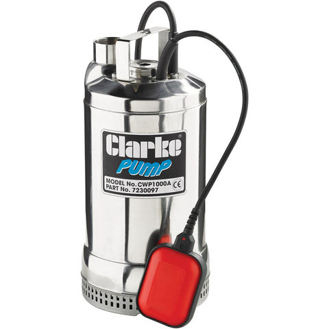Clarke CWP1000A 1½” 1100W 350Lpm 9.5m Head Heavy Duty Submersible Clear Water Pump with Float Switch (230V)