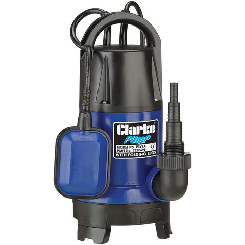 Clarke PSV7A 1½" 750W 217Lpm 8m Head Submersible Pump With Folding Base & Float Switch (230V)
