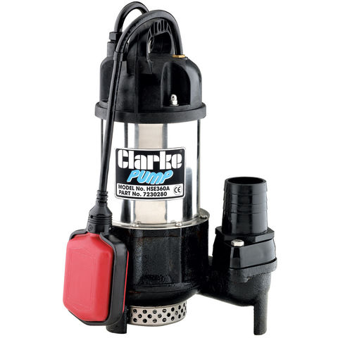 Clarke HSE360A 2" 960W 360Lpm 12m Head Submersible Water Pump with Float Switch (230V)