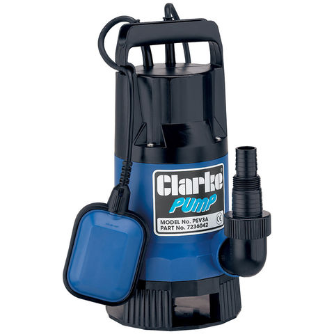 Clarke Clarke PSV3A 1 400W 133Lpm 8m Head Dirty Water Submersible Pump with Float Switch 230V