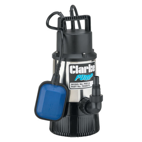 Clarke PSD1A 1¼" 800W 91Lpm 30m Submersible Head Stainless Steel Clean Water Pump with Float Switch (230V)