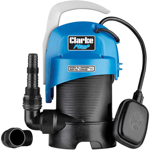 Clarke DWP300A 1¼” 330W 130Lpm 5.5m Head Submersible Clear and Dirty Water Pump with Float Switch (230V)