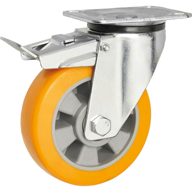 Clarke Ml125sbpu 125mm Pu Braked Swivel Castor -250kg-