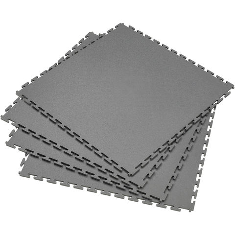 Clarke FLG1 Interlocking Grey PVC Floor Tiles 4 Pack 450 x 450mm