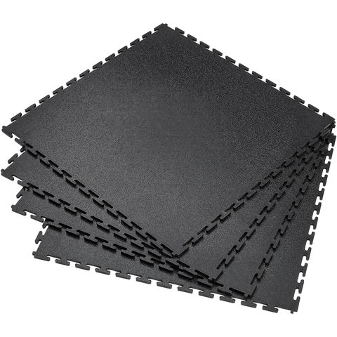 Clarke FLB1 Interlocking Black PVC Floor Tiles 4 pack 450 x 450mm