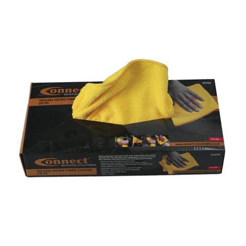 Connect 35358 Microfibre Yellow Cloths in Dispenser Box 20pc