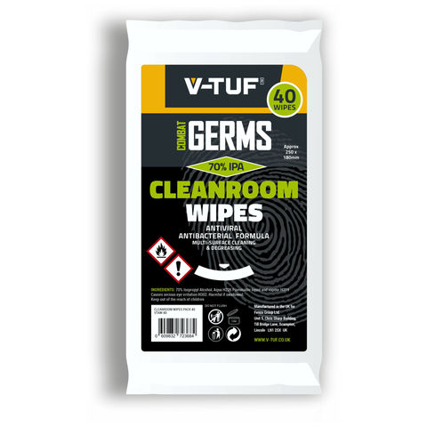 Photo of V-tuf V-tuf Cleanroom Wipes 70 Ipa - Pk40