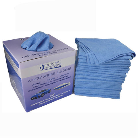 National Abrasives Microfibre Cloths (Blue) 250gsm Seamless 40x40cm - 25 pack