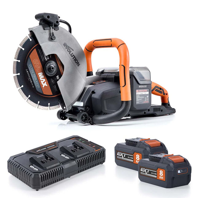 Evolution R260dctli Cordless 36v 260mm Disc Cutter With Automatic Water-fed Dust Suppression & Premium Thin Kerf Diamond Blade
