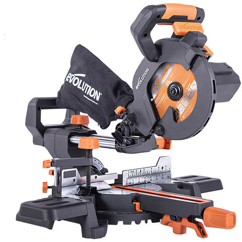 Evolution R185SMS+ 185mm TCT Sliding Mitre Saw with TCT Multi-Material Cutting Blade (230V)