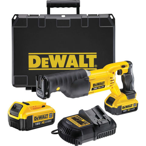 DeWalt DCS380M2 18V XR Reciprocating Saw with 2 x 4Ah Batteries, Charger & Kitbox 