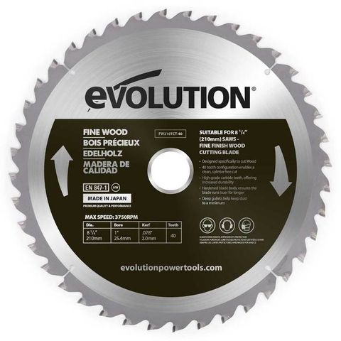 Image of Evolution Evolution FW210TCT-40 Fine Wood Blade 210mm