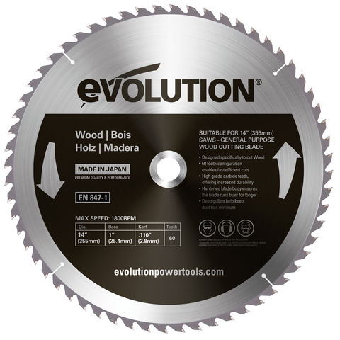 Photo of Evolution Evolution Gw355tct-60 355mm Wood Cutting Blade
