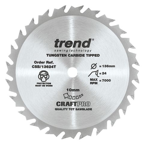 Image of Trend Trend CSB13624TB - 24T 'CraftPro' Saw Blade 136mm