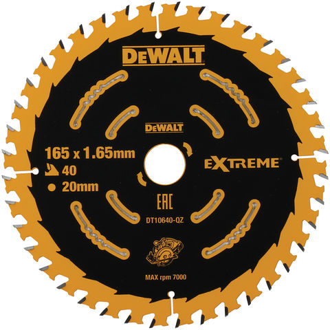 DeWalt DT10640-QZ Extreme 2nd Fix Circular Saw Blade - 165mm 20mm Bore 40T
