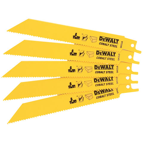 Image of DeWalt DEWALT 5 Pack 152mm Bi-Metal Reciprocating Saw Blades - For Universal Use