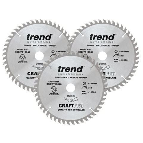 Photo of Trend Trend Csb/pt165/3pk 160mm 48t Circular Saw Blade Pt Triple Pack