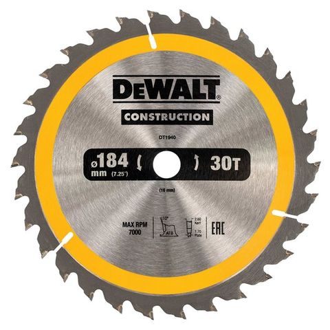 DeWalt DT1940-QZ Circular Saw Blade 184x16mm 30T