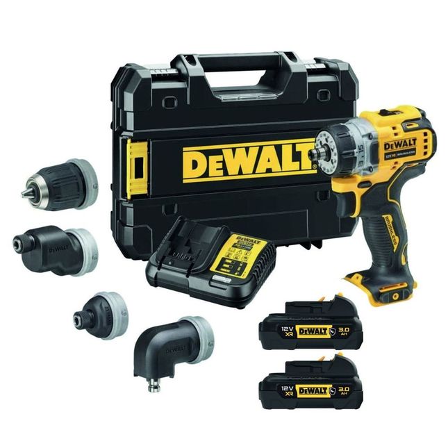 Image of DeWalt DCD703 12v XR Cordless Brushless Multi Head Drill Driver 2 x 3ah Li-ion Battery Charger Case