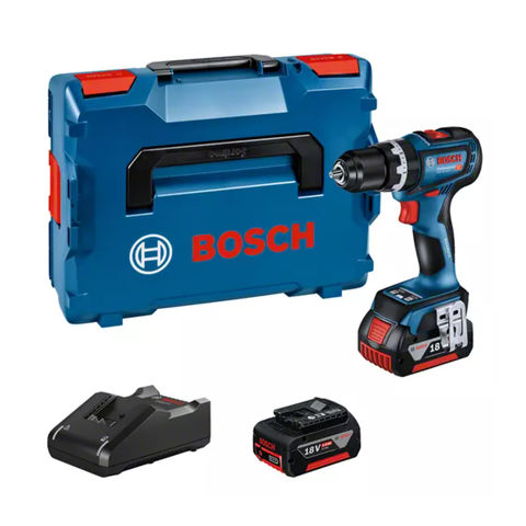 Image of Bosch Bosch GSB 18V-90 Professional 64Nm 13mm Cordless Combi Impact Drill with L-BOXX & 2 x 4Ah Batteries