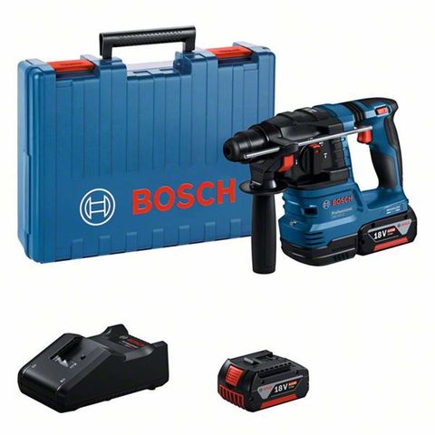 Bosch GBH 18V-22 SDS+ Hammer Drill with 2 x 4Ah Batteries, Charger and Carrying Case
