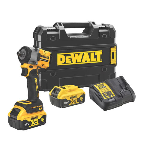 DeWalt DCF922P2T-GB 18V XR BL 1/2" Pin Detent Compact 609Nm Impact Wrench with 2 x 5.0Ah Batteries