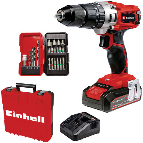 Image of Einhell Power X-Change Einhell Power X-Change TE-CD 18/2 Li-i +22 Cordless Combi Drill Kit with 1 x 2.5Ah Battery + 22 piece drill set
