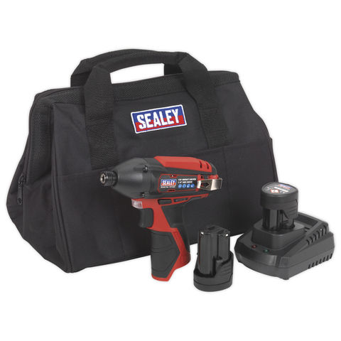 Sealey CP1203KIT Impact Driver Kit 1/4" Hex Drive 12V Li-ion - (2 Batteries, Charger & Bag)