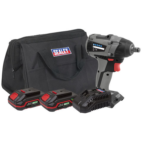Image of Sealey Sealey CP20VIWXKIT Brushless Impact Wrench Kit 1/2"Sq Drive 20V 300Nm - (2 Batteries, Charger & Bag)