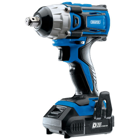 Image of Draper D20 Draper D20 20V Brushless 250Nm 1/2" Mid-Torque Impact Wrench with 2 x 2Ah Batteries and Charger