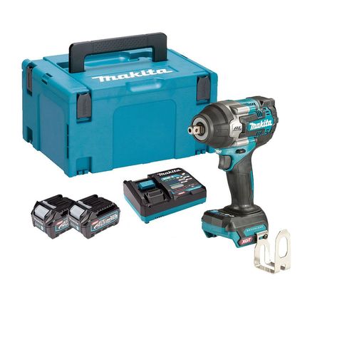 Makita TW008GD201 40VMAX 1100Nm Impact Wrench BL XGT 1/2” Square Pin Detent with 2x 2.5Ah Batteries & Fast Charger