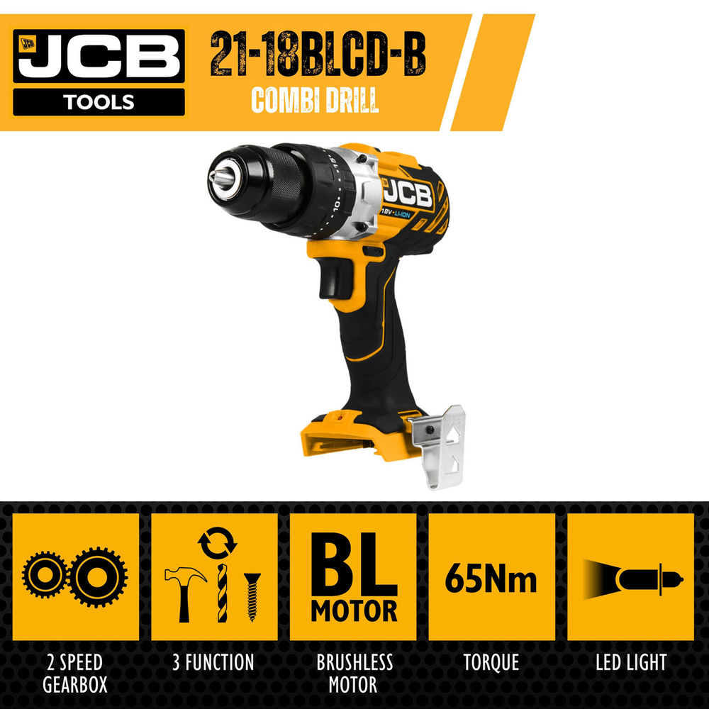 JCB 21-18BLCD-2X-B 18V Brushless Combi Drill 1x2.0Ah Battery And ...