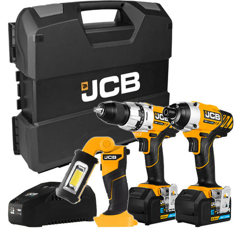 JCB 18TPK-4IL 18V Drill Driver, Impact Driver & Inspection Light in W-Boxx 136 Case with 2x4.0Ah Batteries