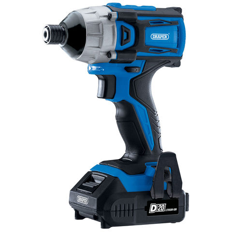 Image of Draper D20 Draper D20 20V 1/4" Drive Brushless 180Nm Impact Driver with 2 x 2Ah Batteries & Charger