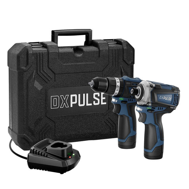 Image of Draper DXPULSE 12v Cordless Brushless Combi Drill and Impact Driver Kit 2 x 2ah Li-ion Charger Case