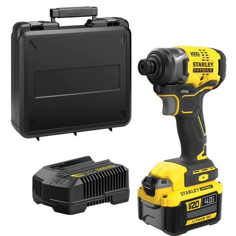 Stanley FatMax V20 FMCF810M1K-GB 18V Brushless Impact Driver with Kit Box, 4.0Ah Battery, 2A Charger