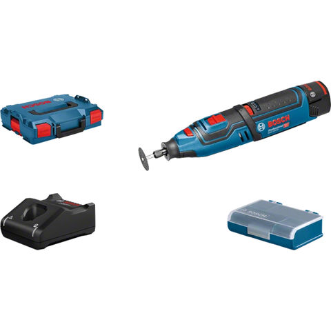Bosch Bosch GRO 12V-LI Professional Cordless Rotary Tool with 5 Wheels, 2 x 2Ah Batteries, Charger and L-BOXX