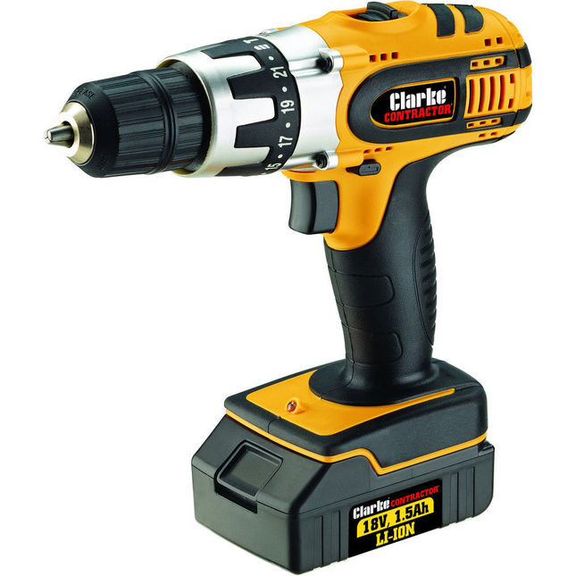 Image of Clarke Contractor Clarke Contractor CON18LI 18V 1.5Ah Li-ion Cordless Combi Drill