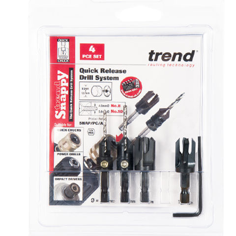 Trend SNAP/PC/A Snappy 4 Piece Countersink & Plug Cutter Set