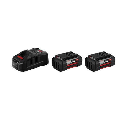 Image of Bosch Professional 36V Bosch Battery Starter Set: 2 x GBA 6.0 Ah CoolPack (36V) + 1 x GAL 3680 Charger Professional 36V Battery Set