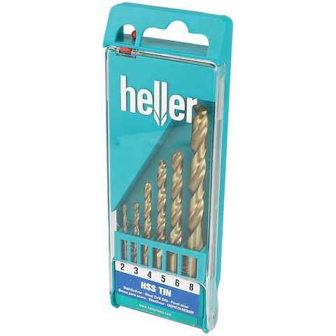 Image of Heller Heller 6 Piece HSS Tin Steel Drill Bit Set (2-8mm)