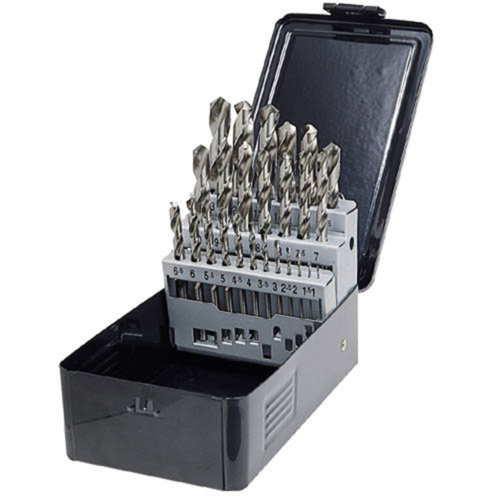 Precision Twist C29R10P High Speed Steel Jobber Length Drill Bit Set, Uncoated (Bright) Finish, 118 Degree Conventional Point, Inch, 29 piece, 16 to - 2