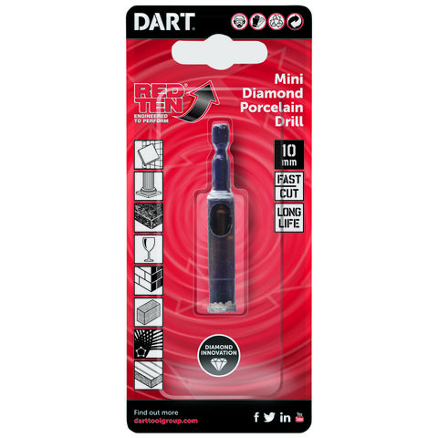 Image of Dart Red Ten ULTRA Wetdry 10mm Diamond Porcelain Drill Pk. 1