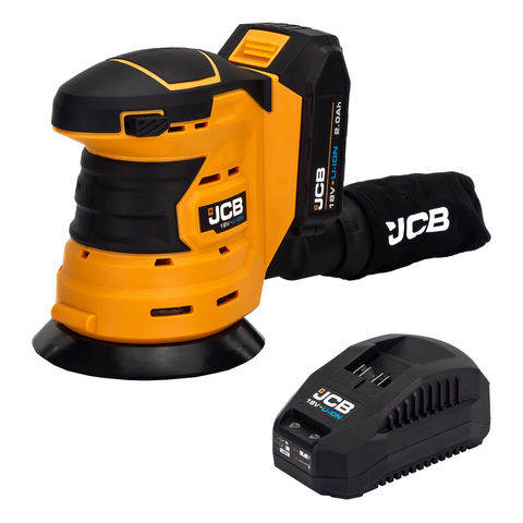 JCB 21-18OS-2X 18V Ø125mm Orbital Sander with 2.0Ah battery and 2.4A charger